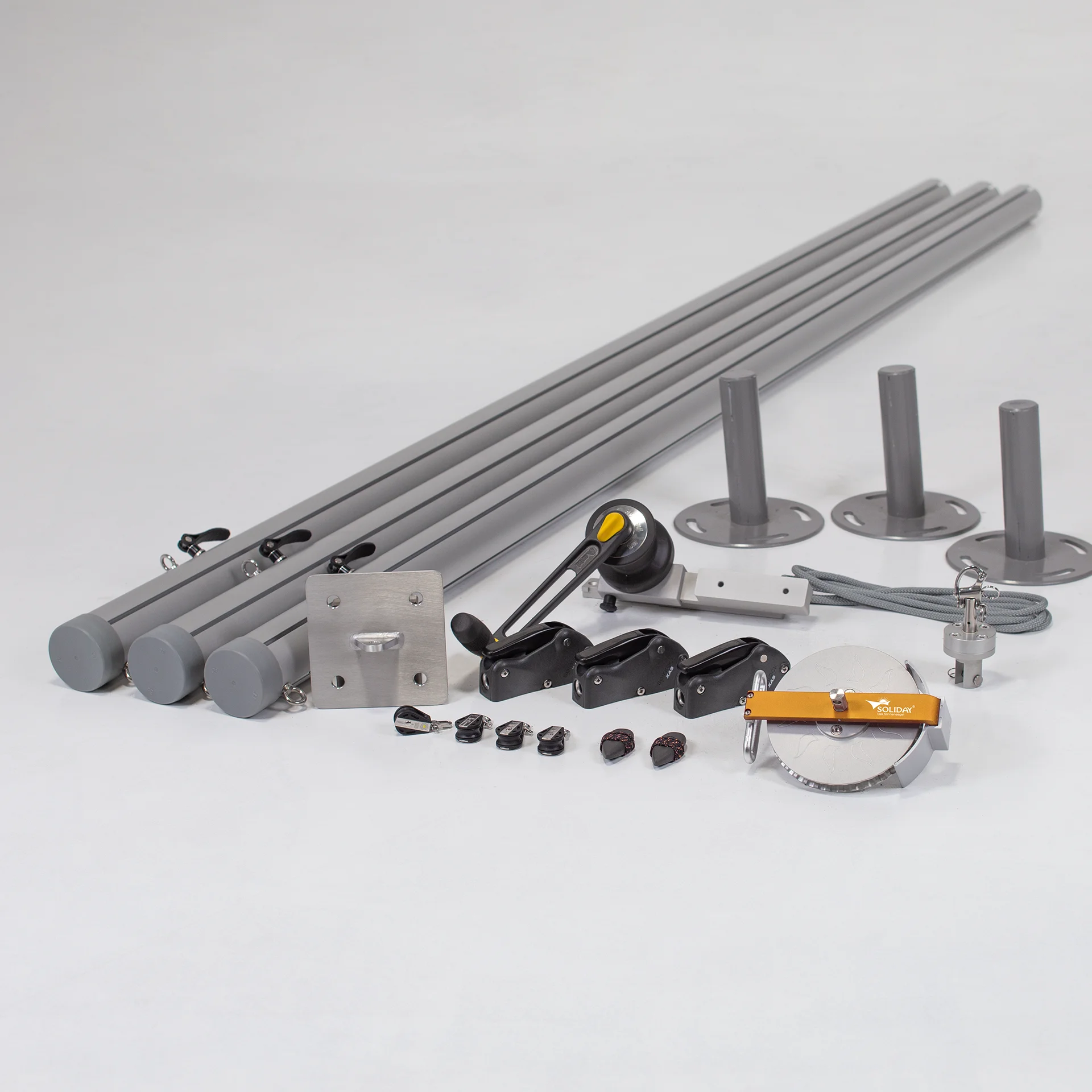 Flex Hardware-Set | 3x Masten + 1x Wand | Premium | Bodenplatte