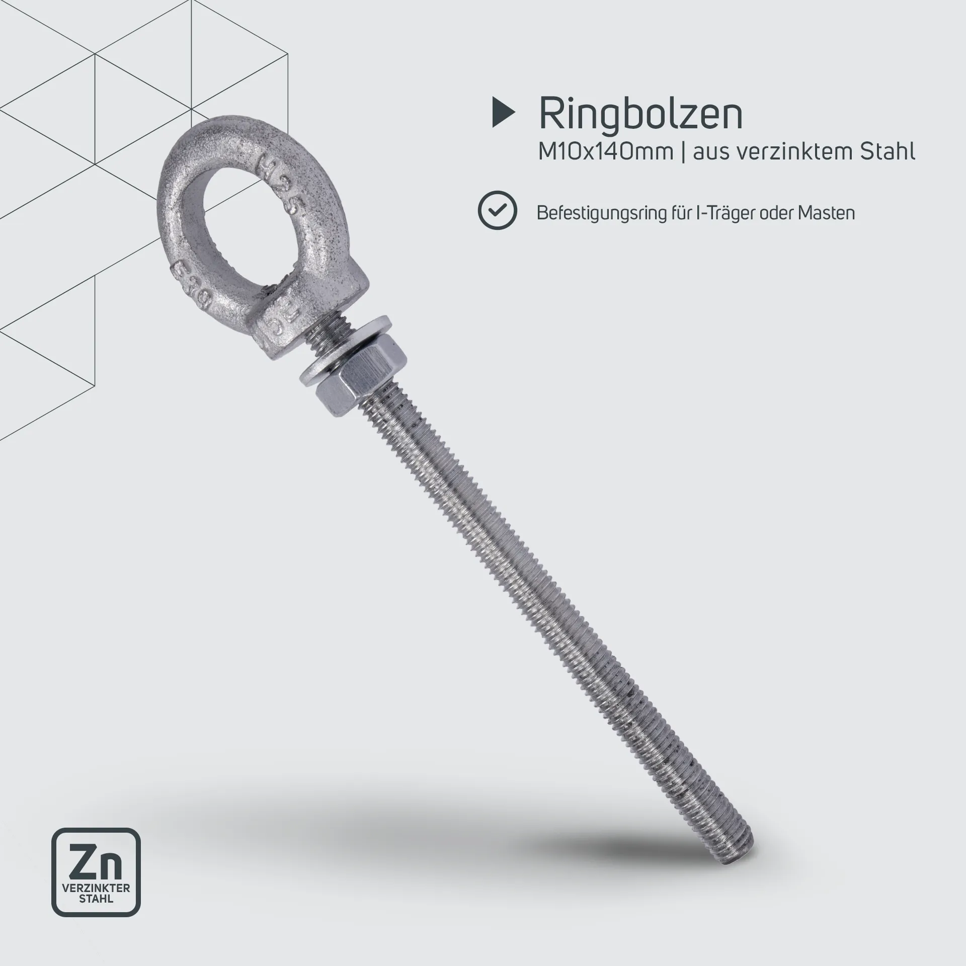 Ringbolzen aus verzinktem Stahl M10x140