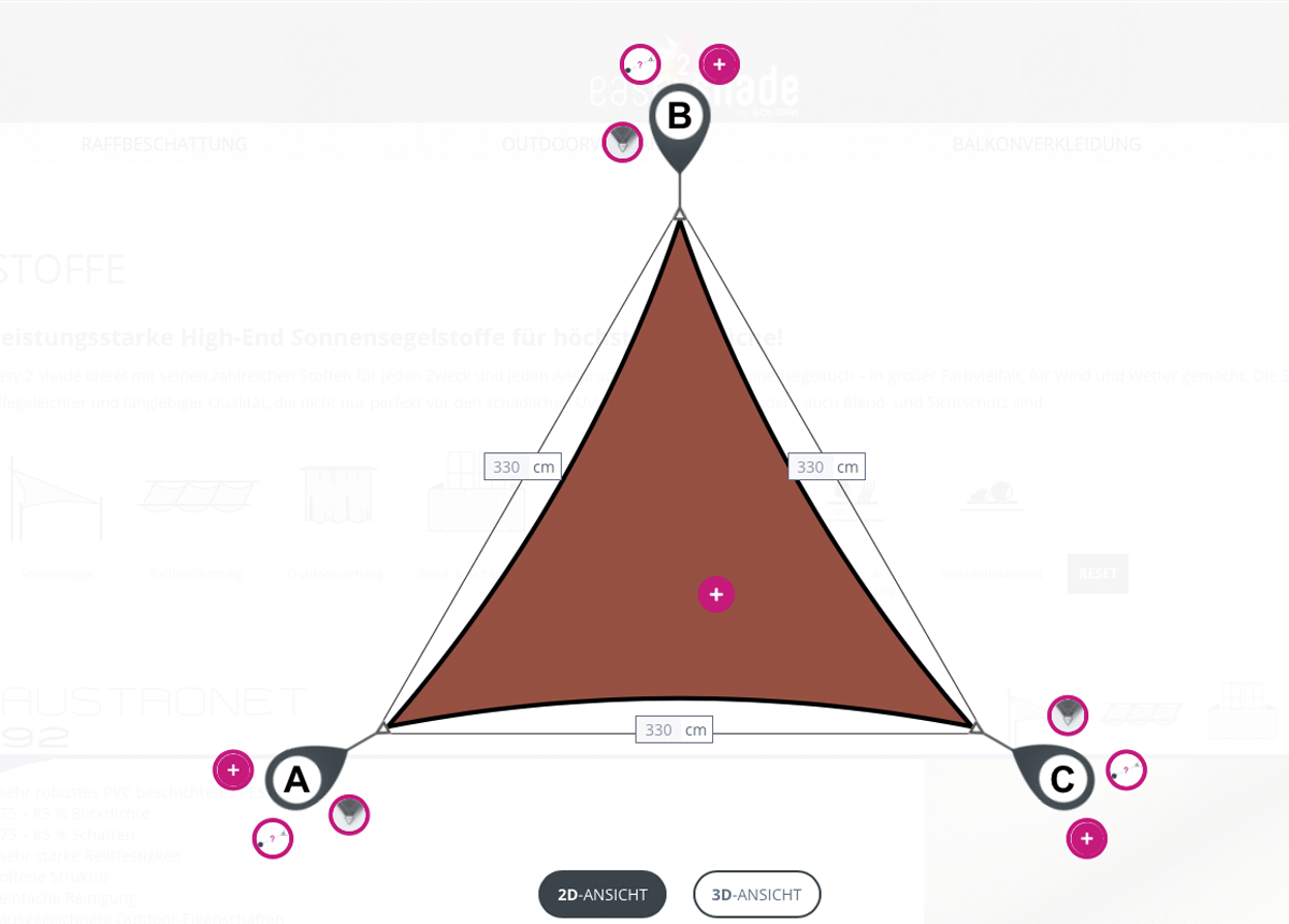 60A940TE01 Lagersegel 3,3 x 3,3 x 3,3 m 950 Terracotta