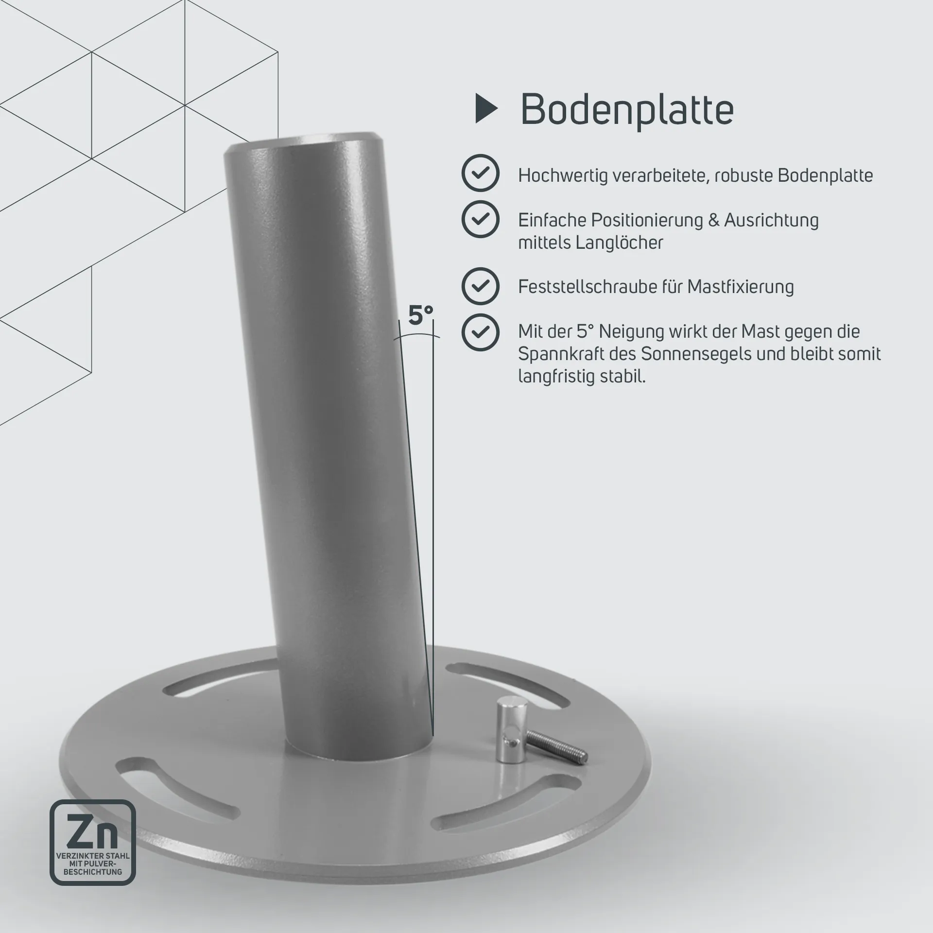 Teleskopmast mit Bodenplatte Set