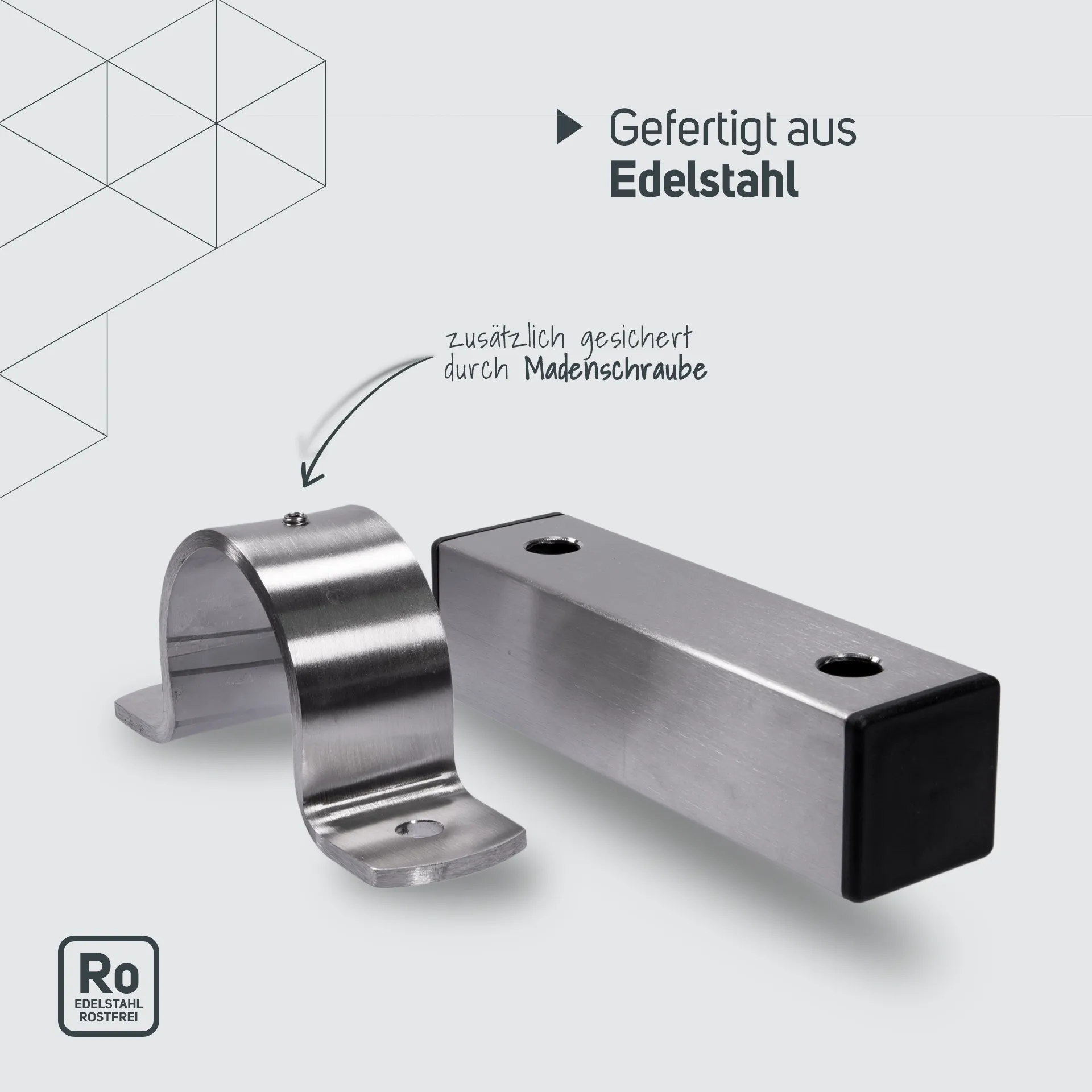 Abstandhalter Design Wand/Mast 5cm mit Wandschelle
