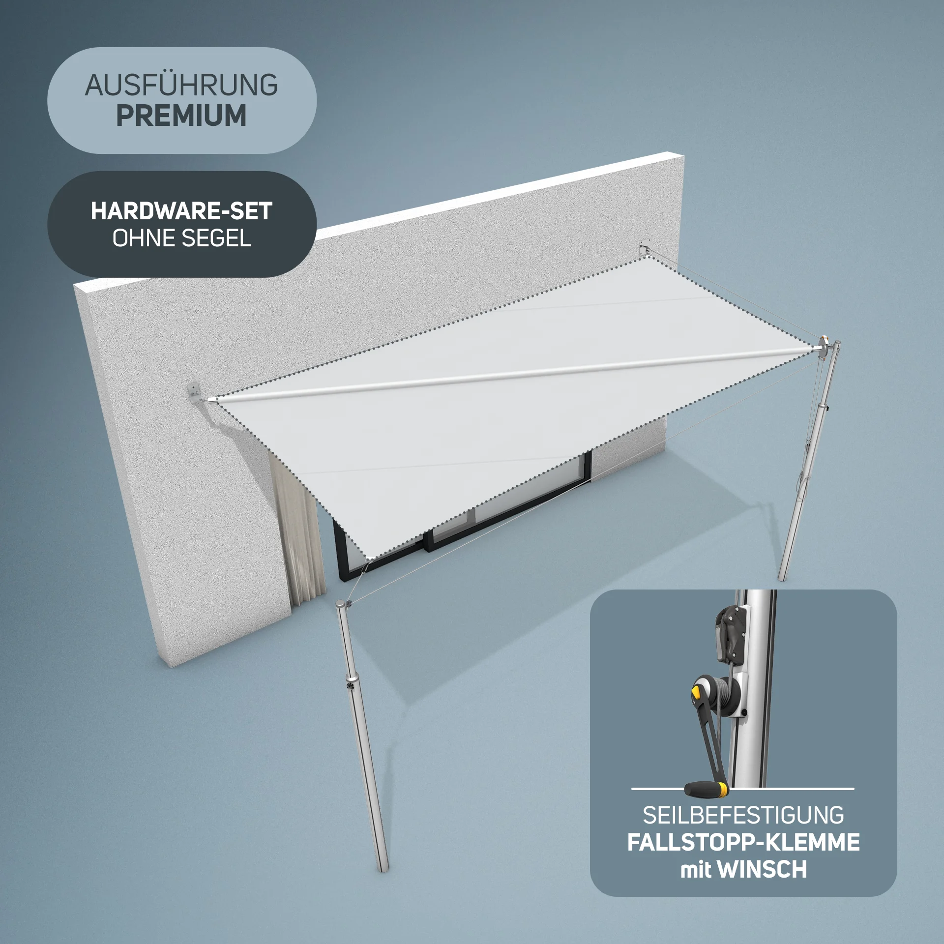 Marley Hardware-Set | 2x Mast 2x Wand | Premium | Bodenhülse