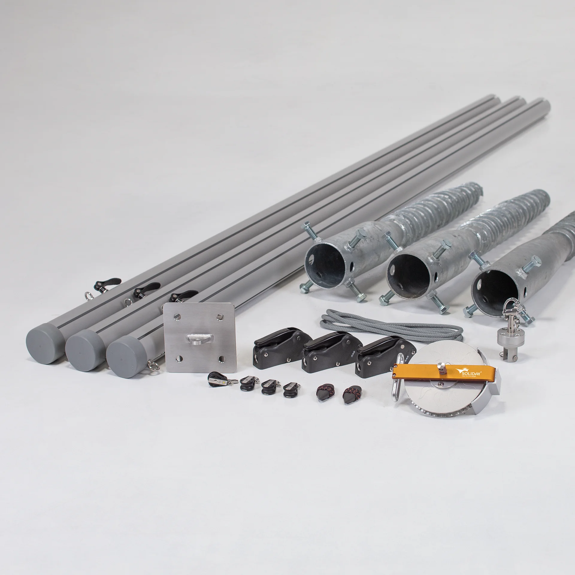 Flex Hardware-Set | 3x Masten + 1x Wand | Marine | Schraubfundament