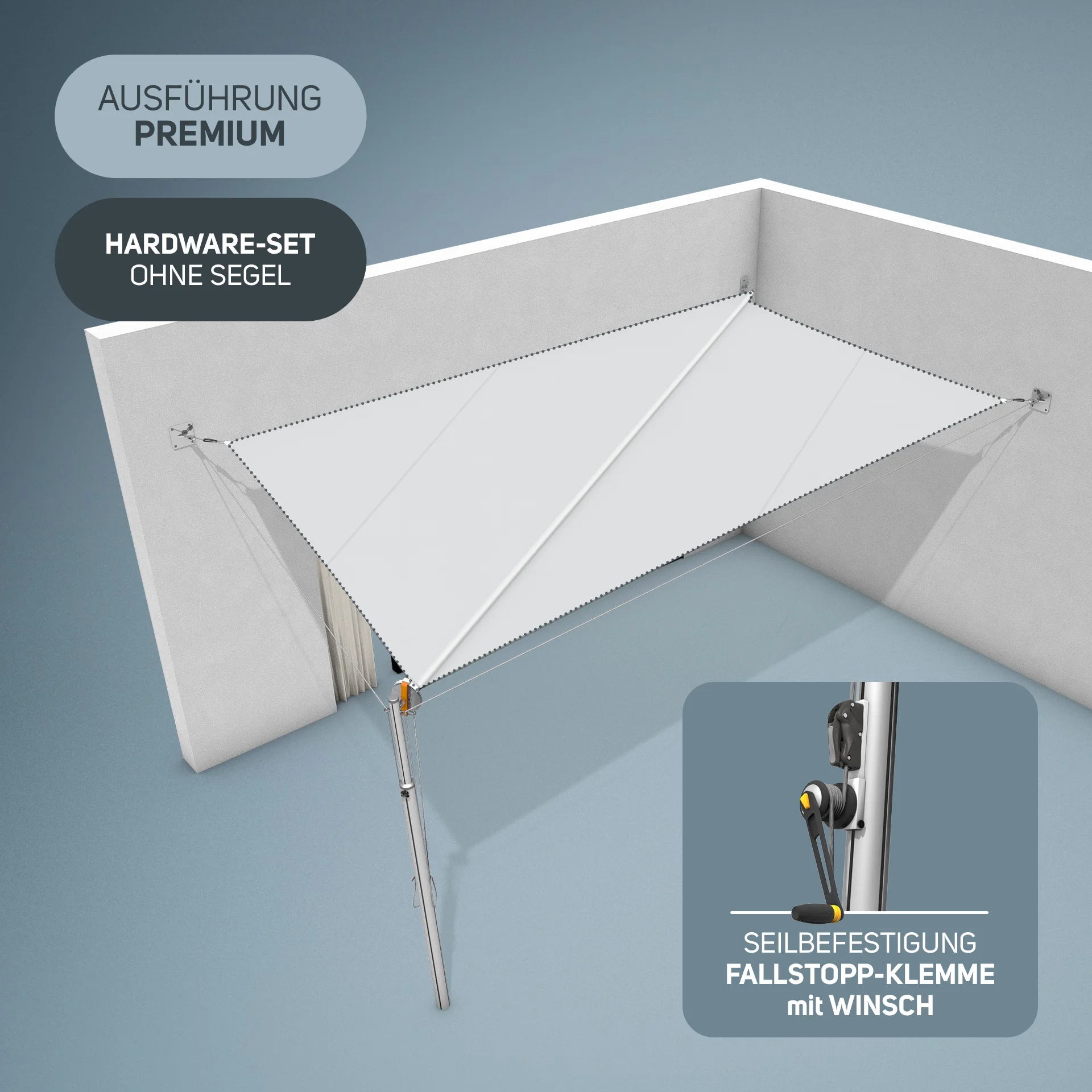 Marley Hardware-Set | 1x Mast 3x Wand | Premium | Bodenhülse