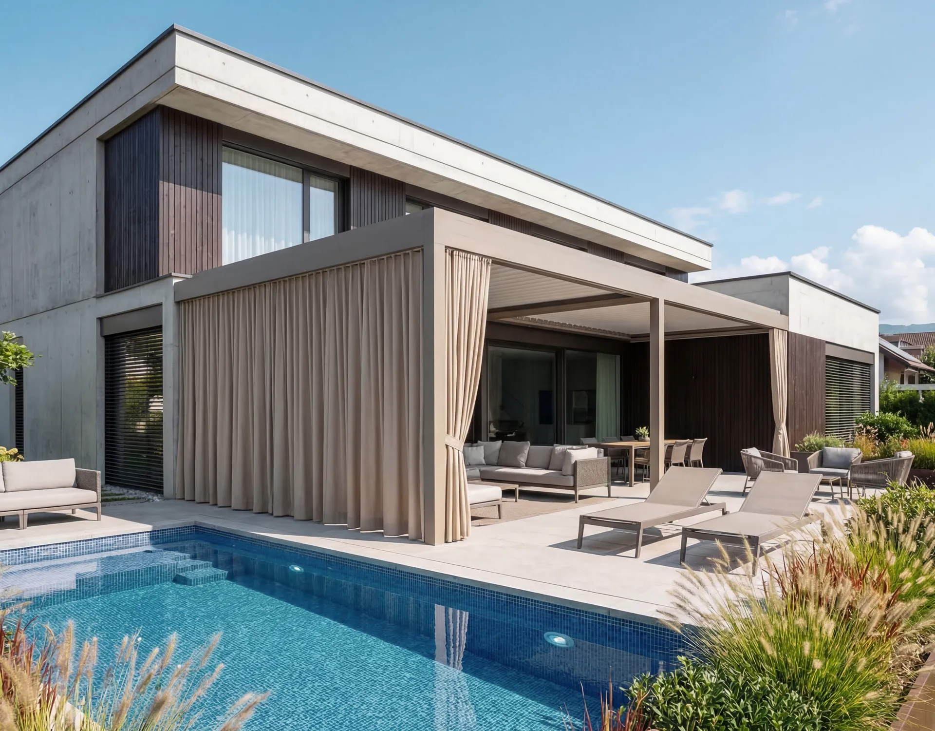 Outdoorvorhang für Terrassen: Stilvoller Sicht- und Sonnenschutz für geschützte Außenbereiche