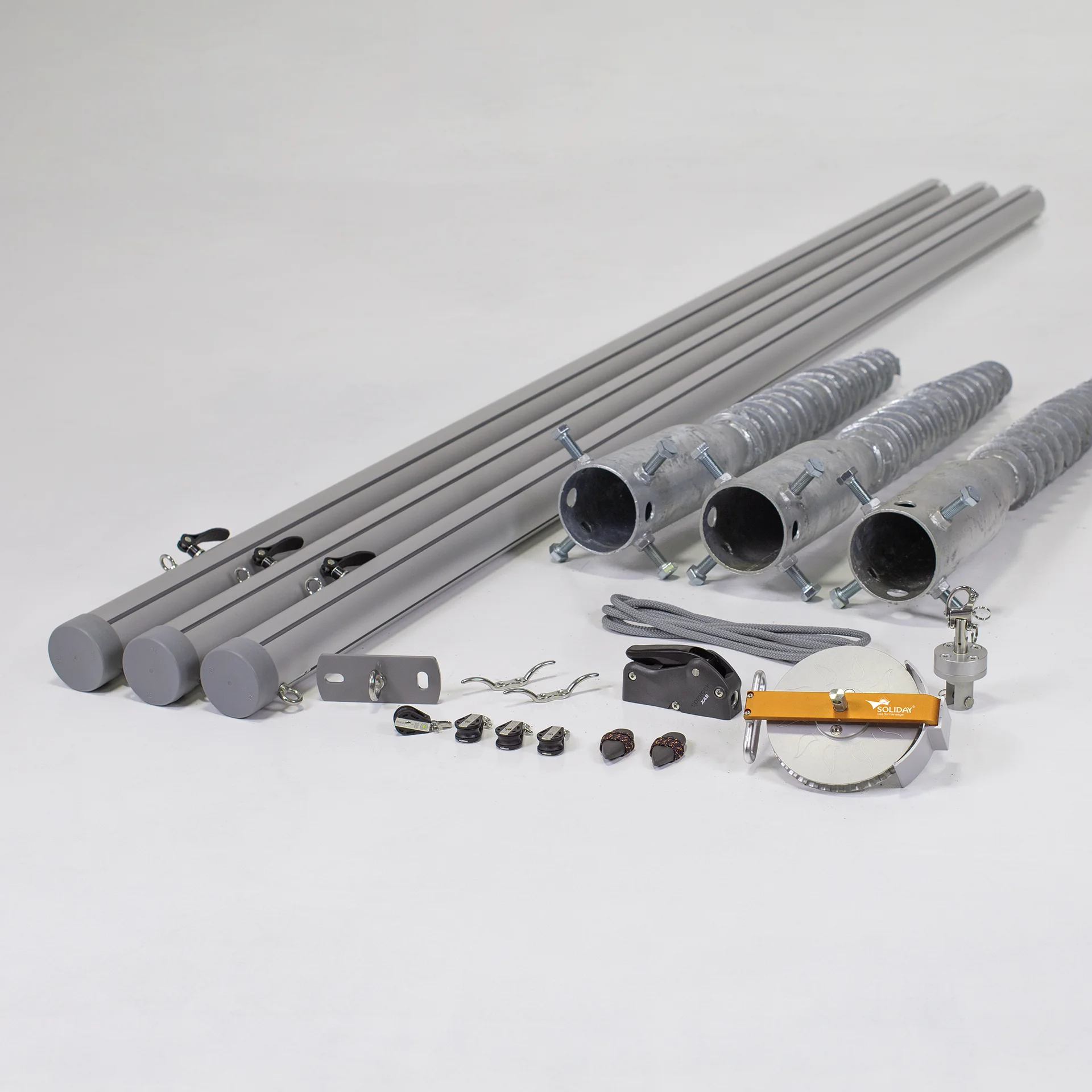 Flex Hardware-Set | 3x Masten + 1x Wand | Basic | Schraubfundament