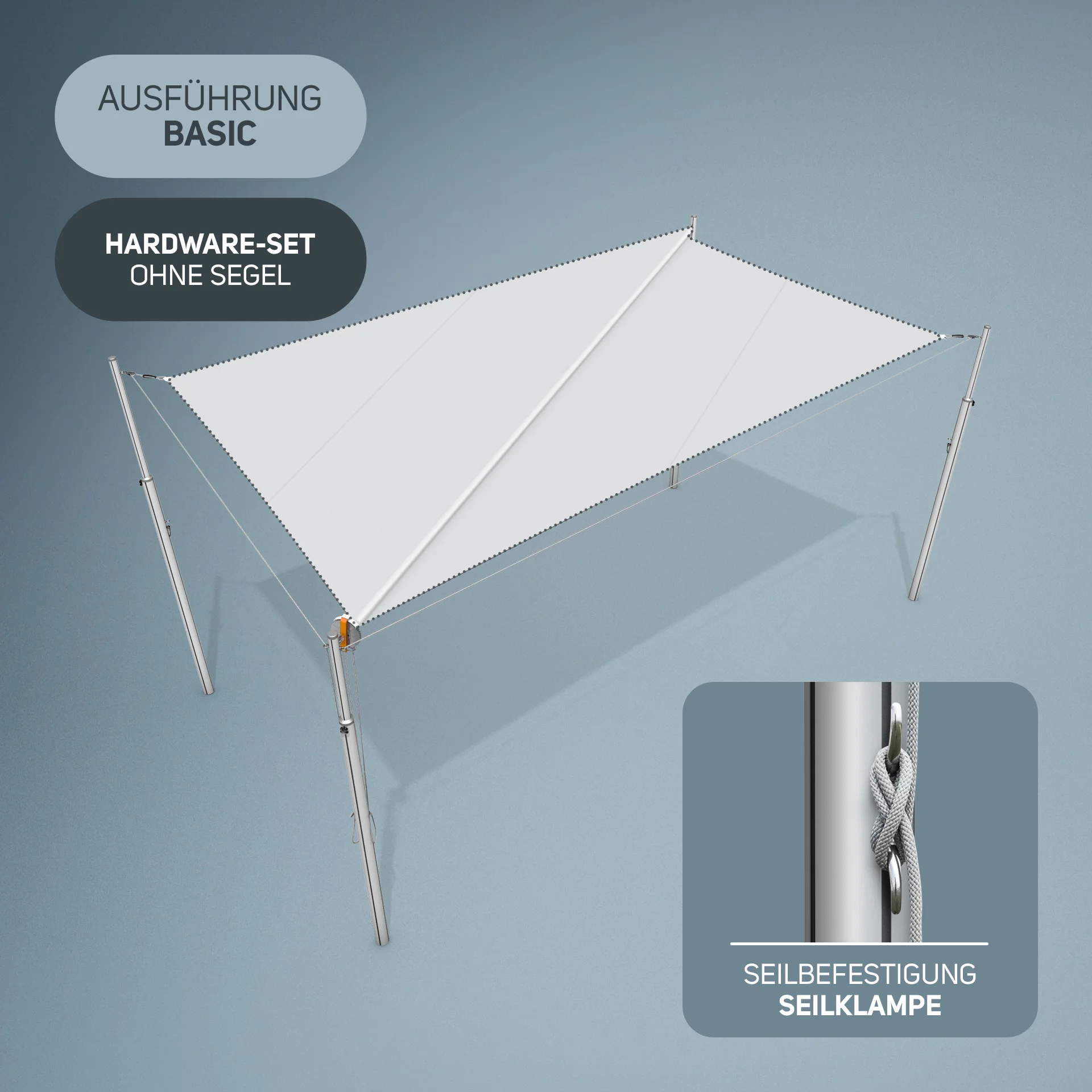 Marley Hardware-Set | 4x Mast | Basic | Bodenhülse