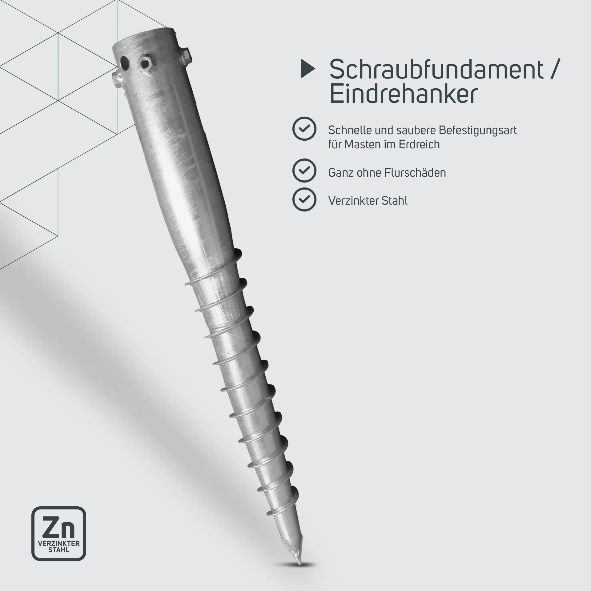Teleskopmast mit Schraubfundament Set