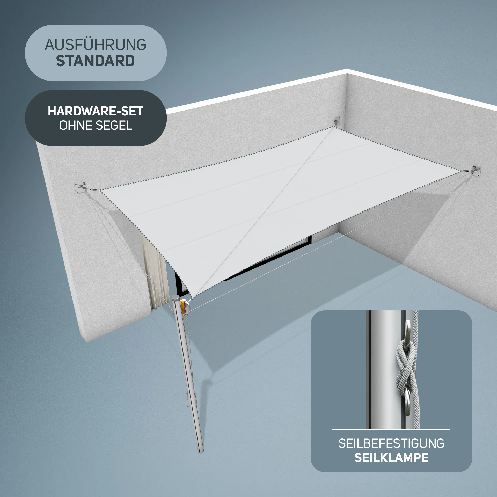 Flex Hardware-Set mit 1 Mast + 3 Wandplatten
