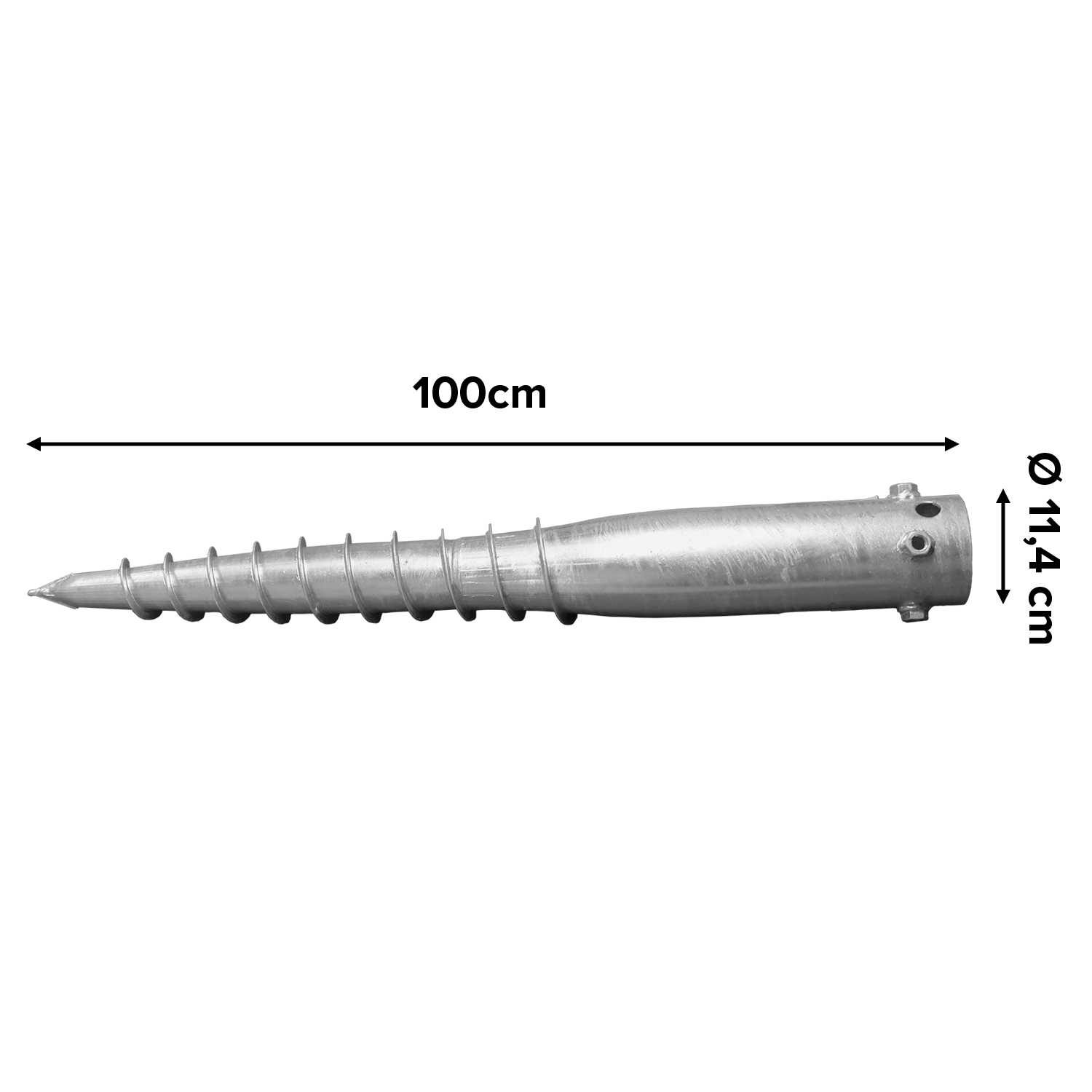 Bodenhuelse_Abmessung Teleskopmasten mit Schraubfundament Set