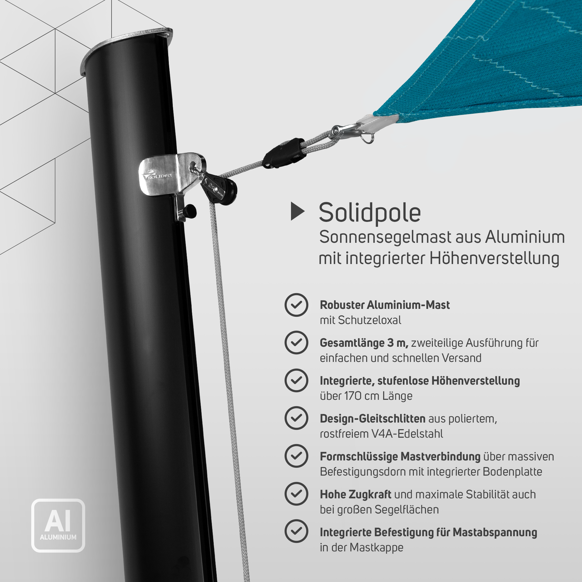 Solidpole schwarz eloxiert