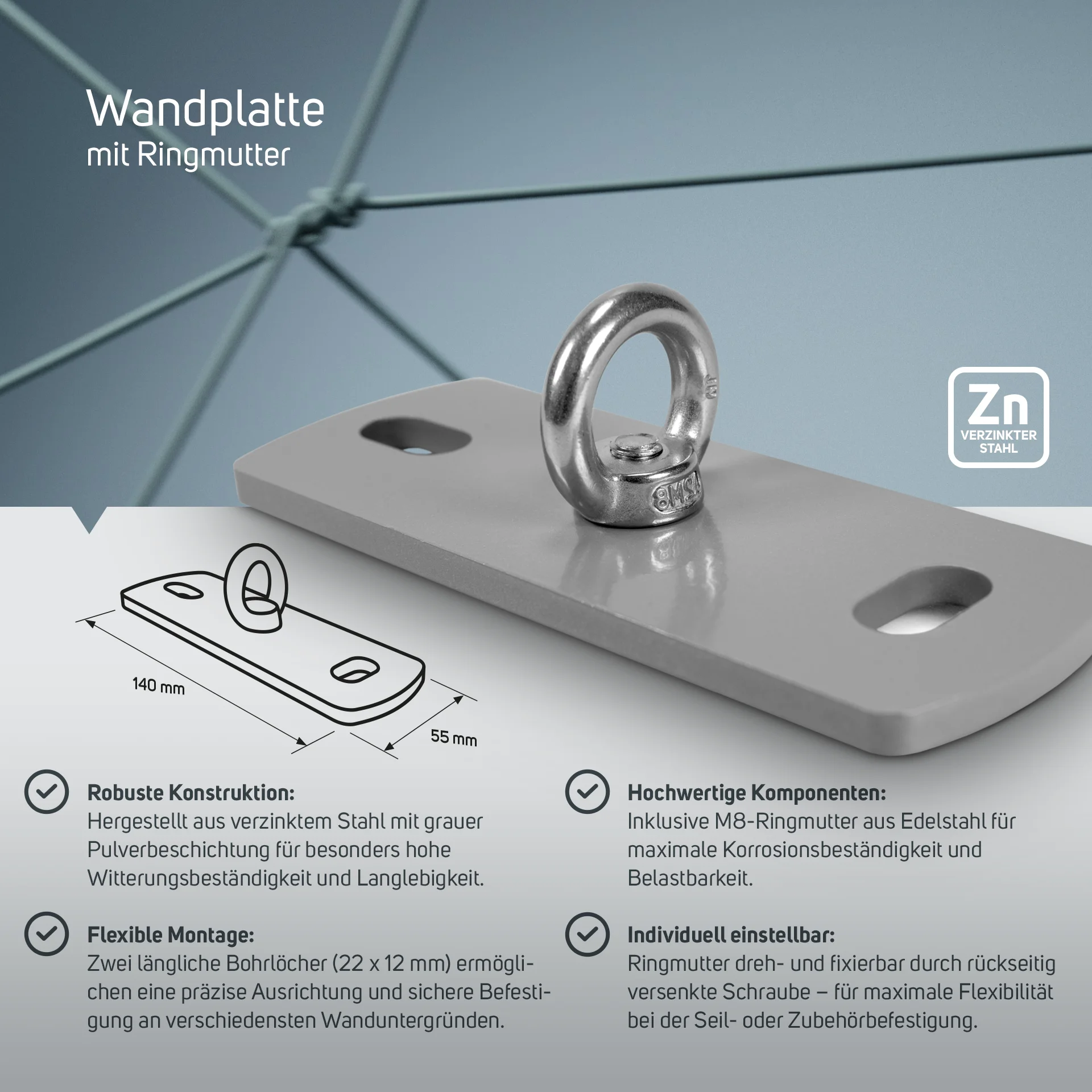Flex Hardware-Set | 2x Mast 2x Wand | Basic