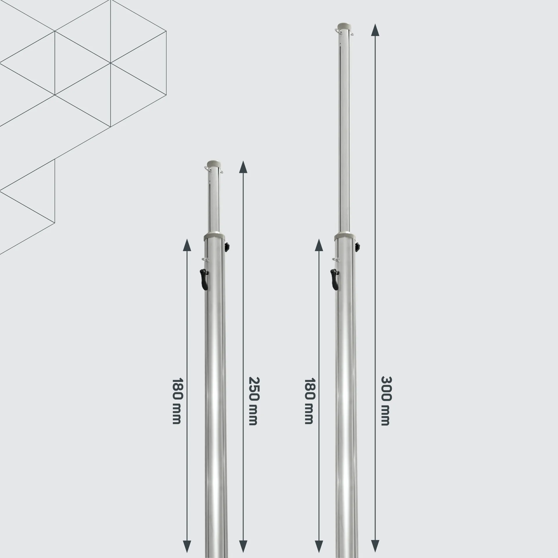 Teleskopmast mit Mastschellen Set