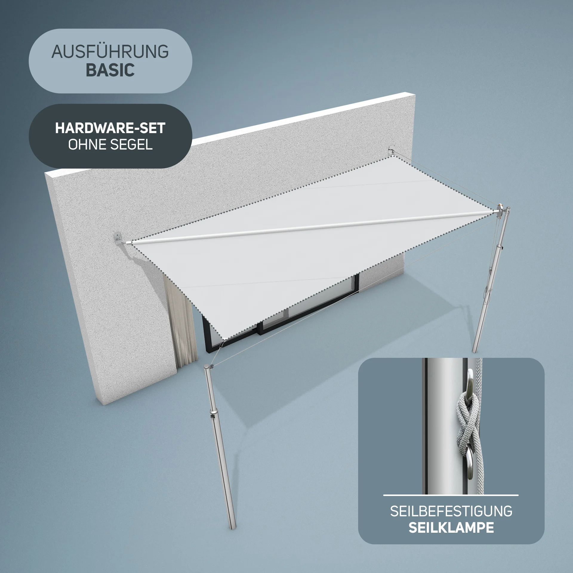 Marley Hardware-Set | 2x Mast 2x Wand | Basic | Bodenhülse