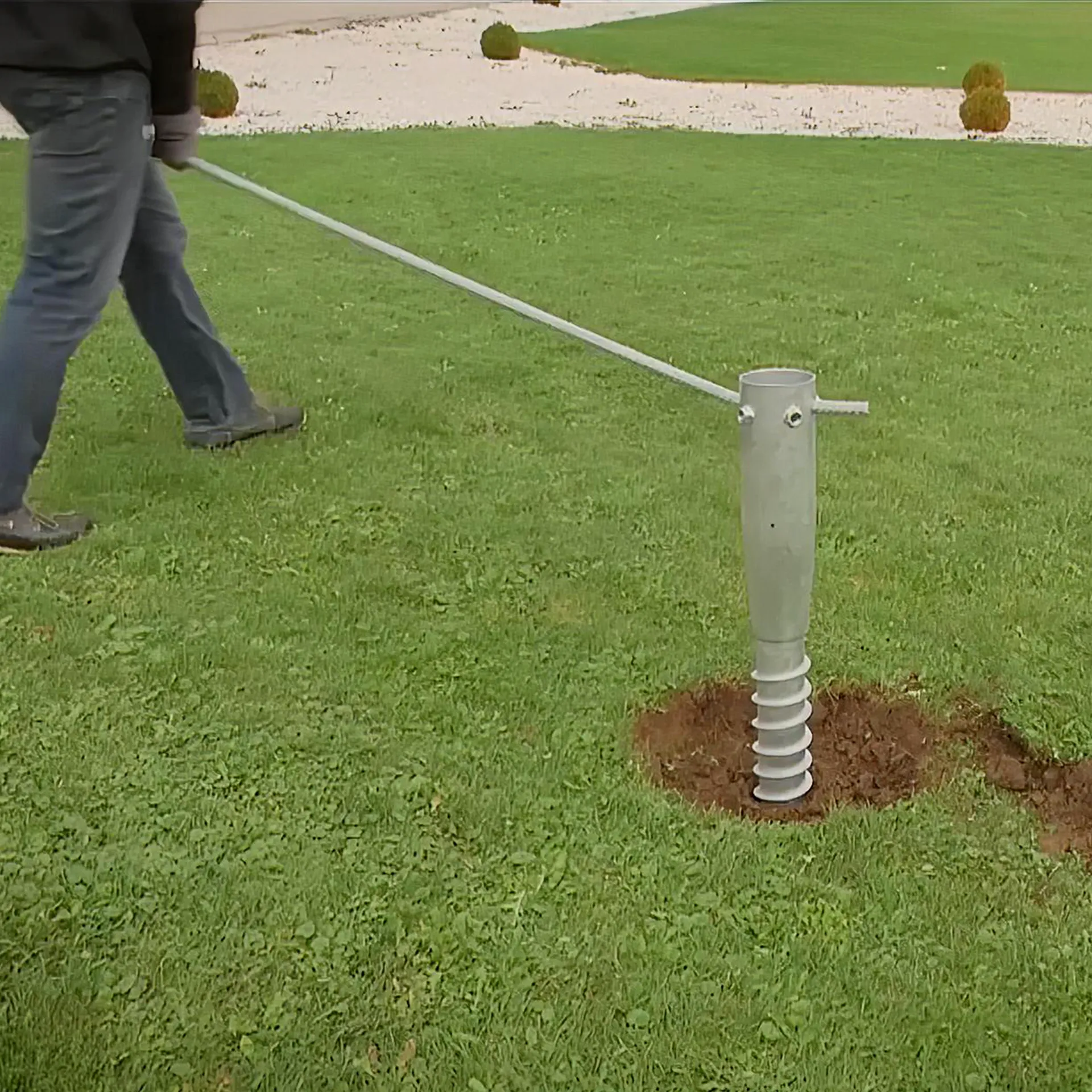 Teleskopmast mit Schraubfundament Set