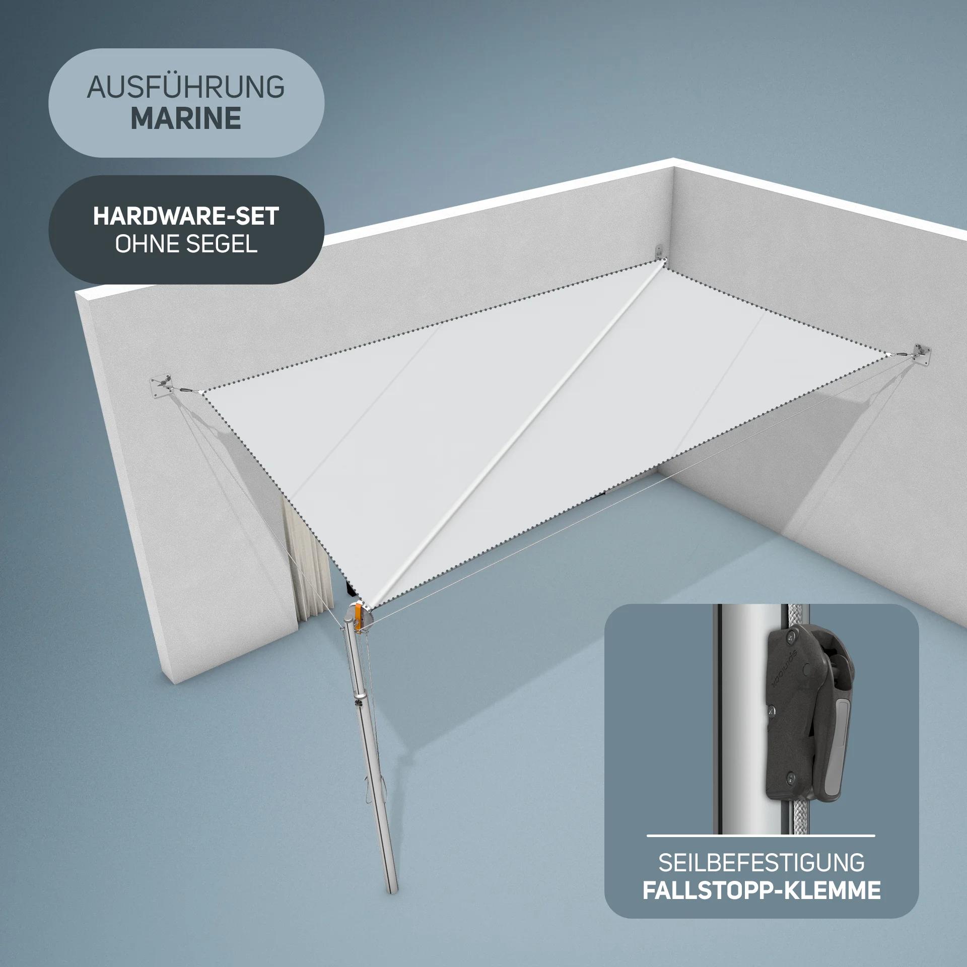 Marley Hardware-Set | 1x Mast 3x Wand | Marine | Bodenhülse