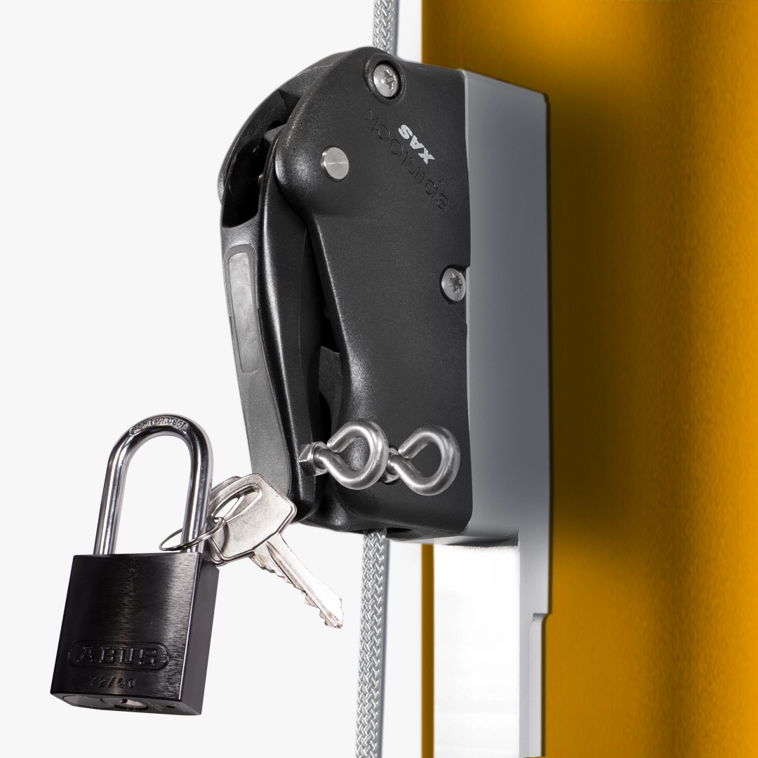 Snap-Grundplatte mit Fallstoppklemme und Bügelschloss