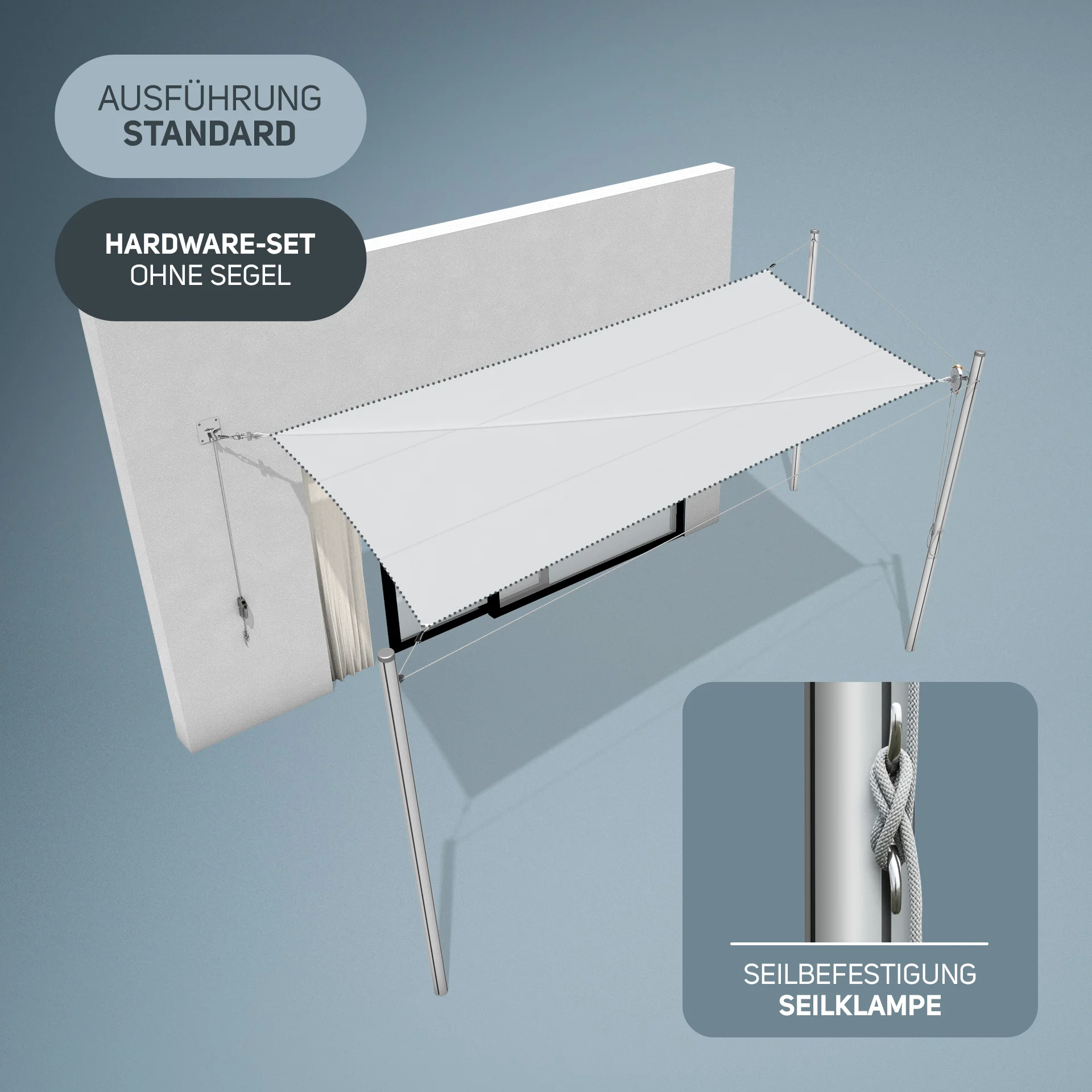 Flex Hardware-Set mit 3 Masten + 1 Wandplatte