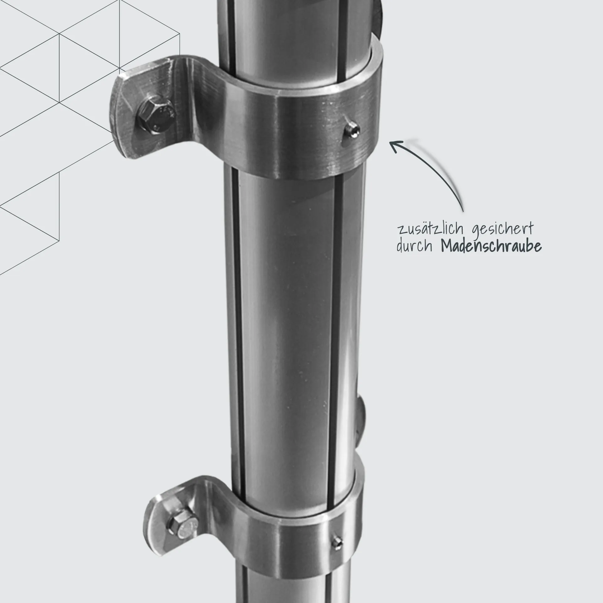 Teleskopmast mit Mastschellen Set