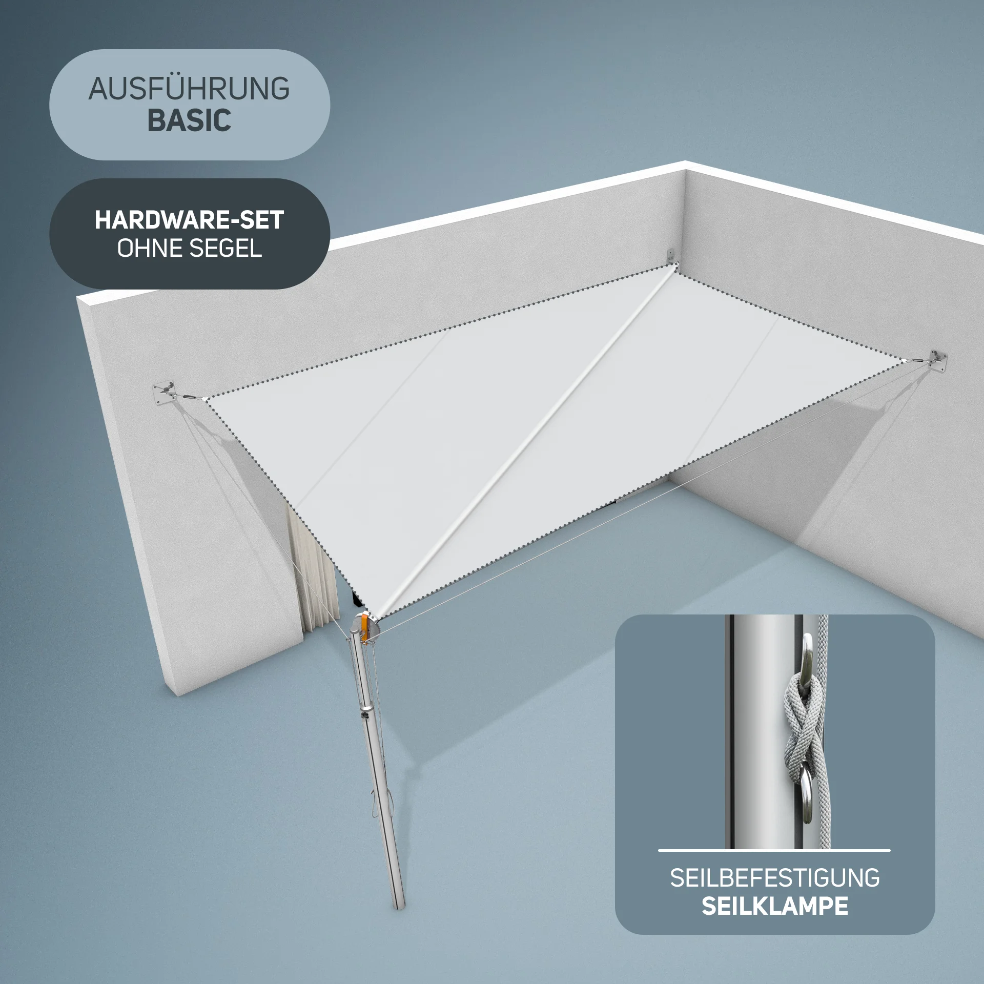 Marley Hardware-Set | 1x Mast 3x Wand | Basic | Bodenhülse