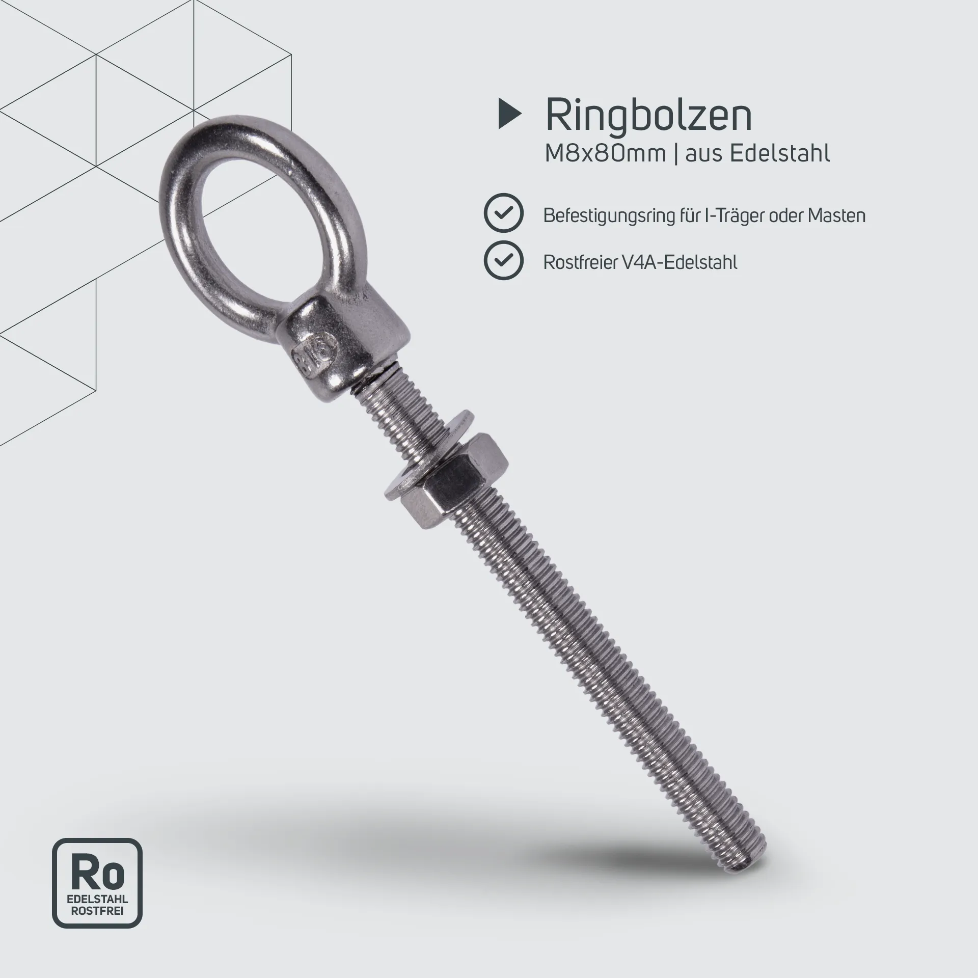 Ringbolzen aus Edelstahl M8x80mm