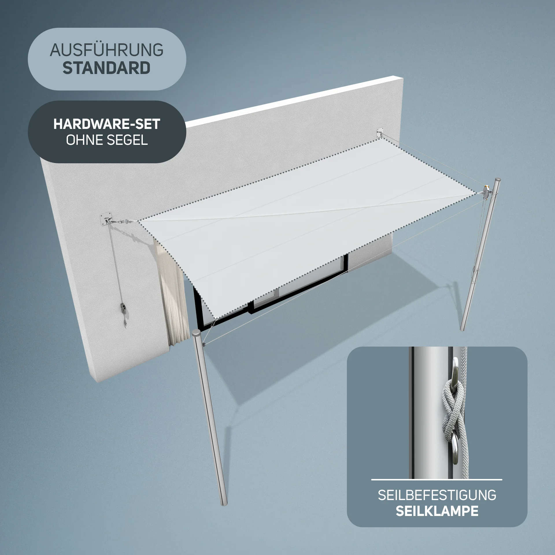 Flex Hardware-Set mit 2 Masten + 2 Wandplatten