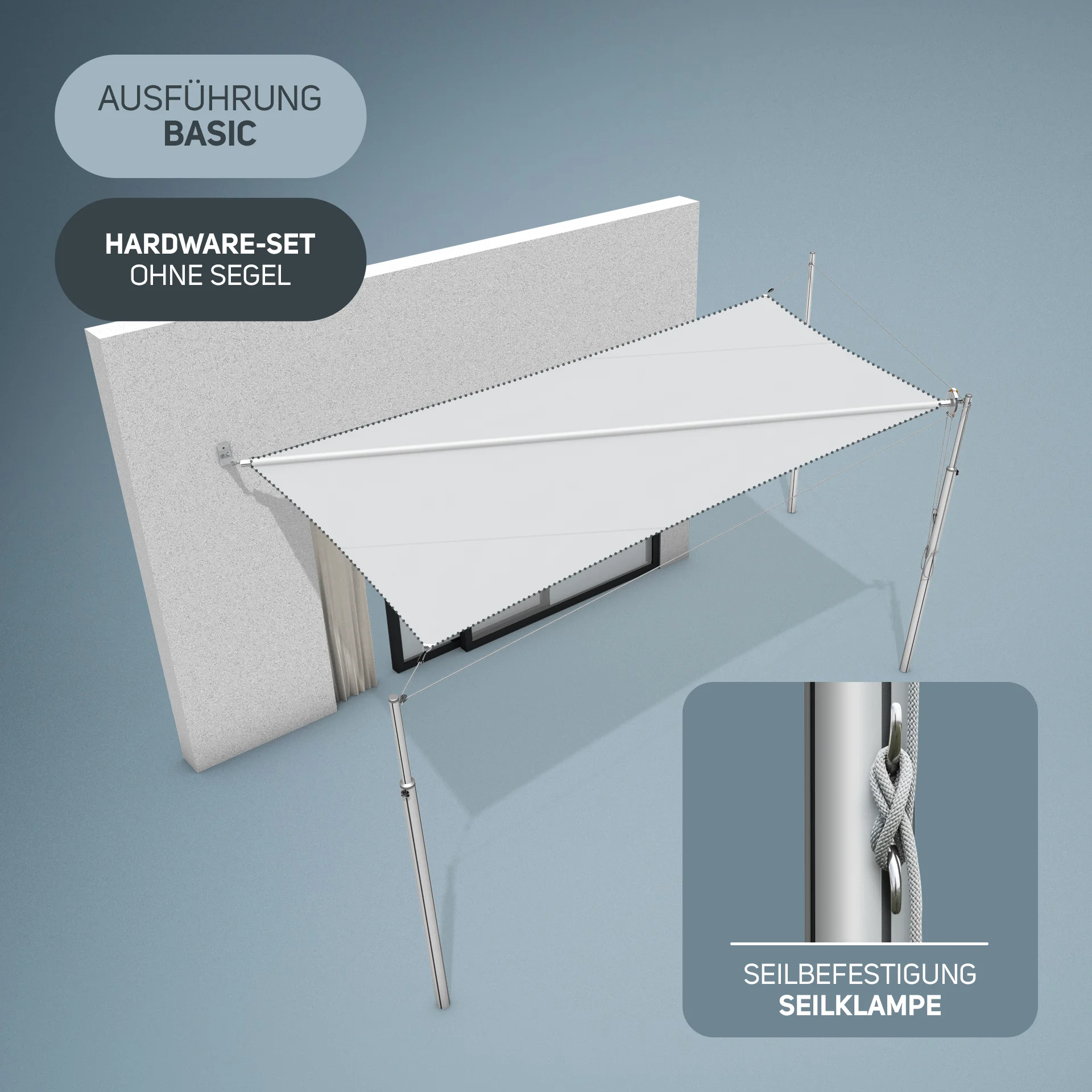 Marley Hardware-Set | 3x Masten 1x Wand | Basic | Bodenhülse